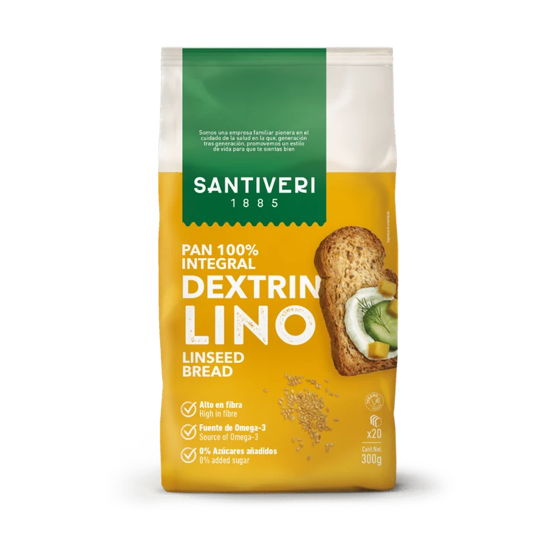Santiveri Pan Tostado Integral Dextrinado con Lino 300g