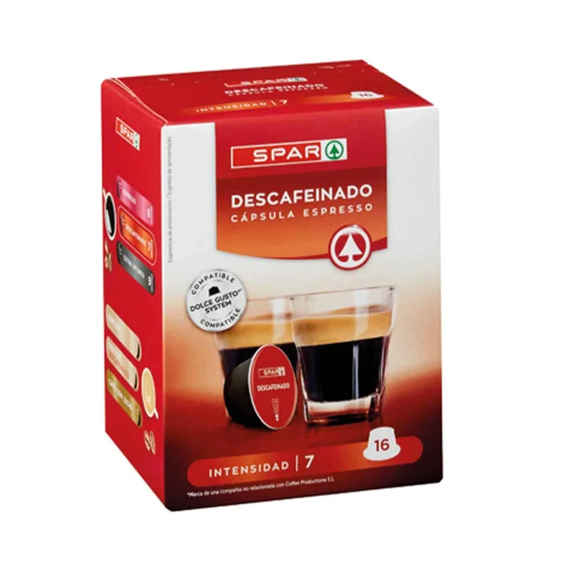 Cápsulas de Café Descafeinado SPAR compatible con Dolce Gusto