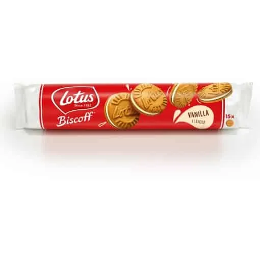 Galleta rellena de crema de vainilla Lotus 150g
