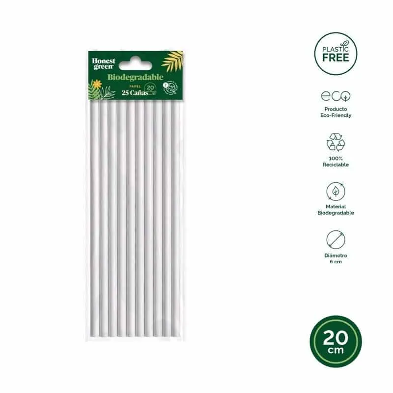 Pajita Compostable Honest Green 25u