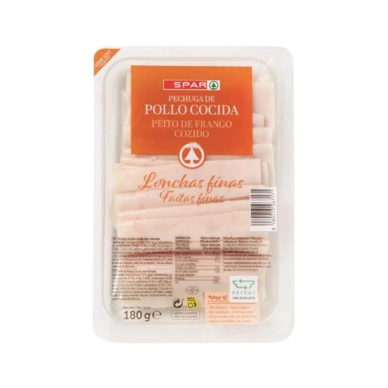 Pechuga de Pollo Cocida Lonchas Finas SPAR 180g