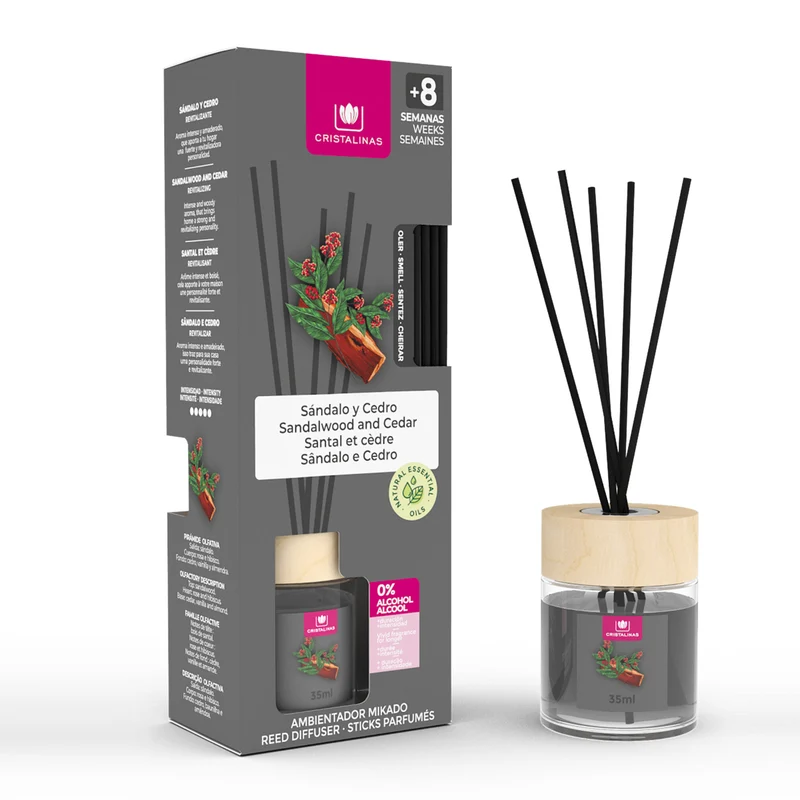 Ambientador mikado sandalo y cedro Cristalinas 35ml