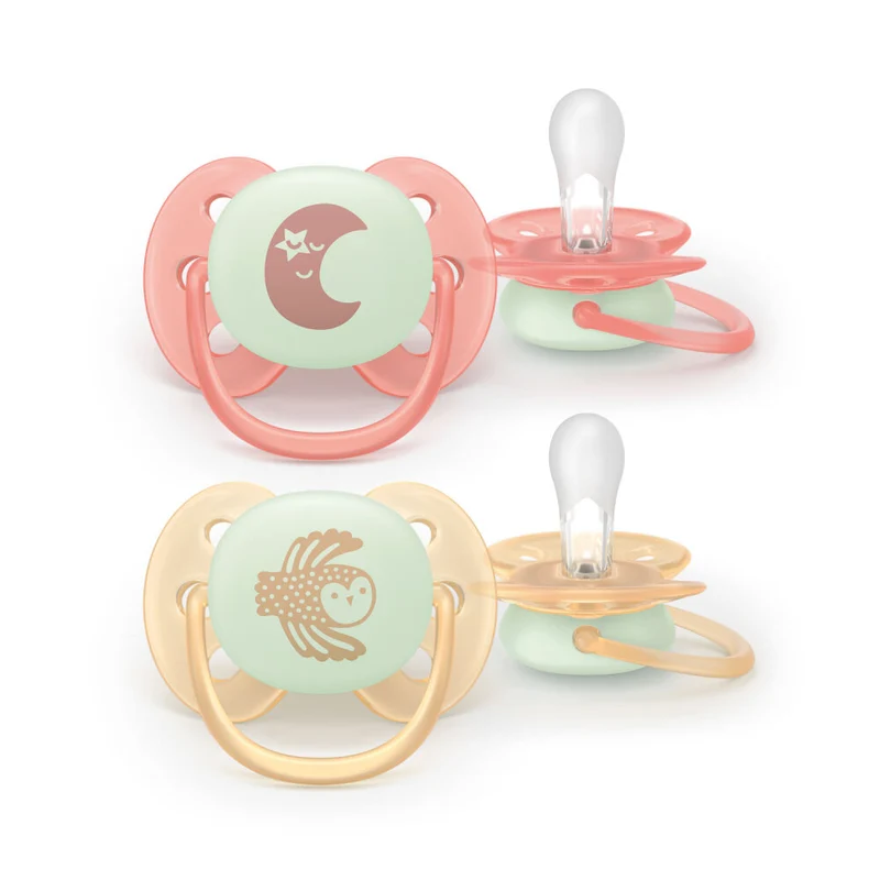 Philips Avent Chupetes Ultra Soft nocturnos 0-6 m niña 2 uds