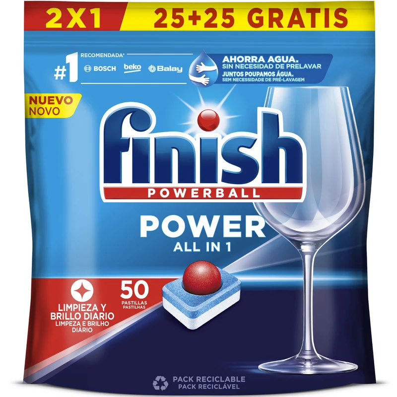Lavavajilla máquina pastillas Finish 25+25 gratis