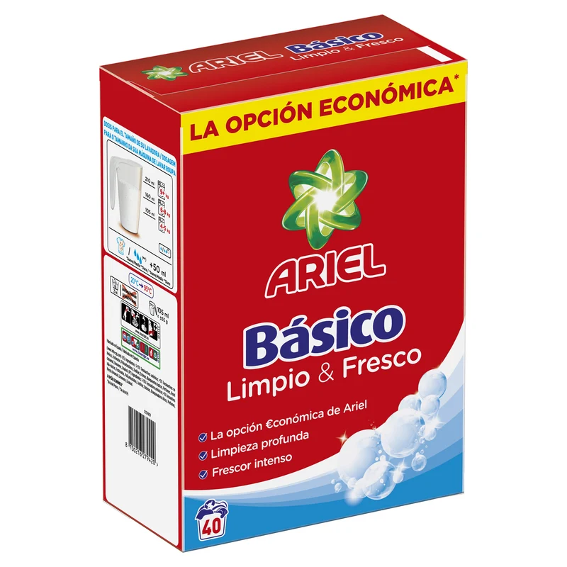 Detergente polvo básico Ariel 40d