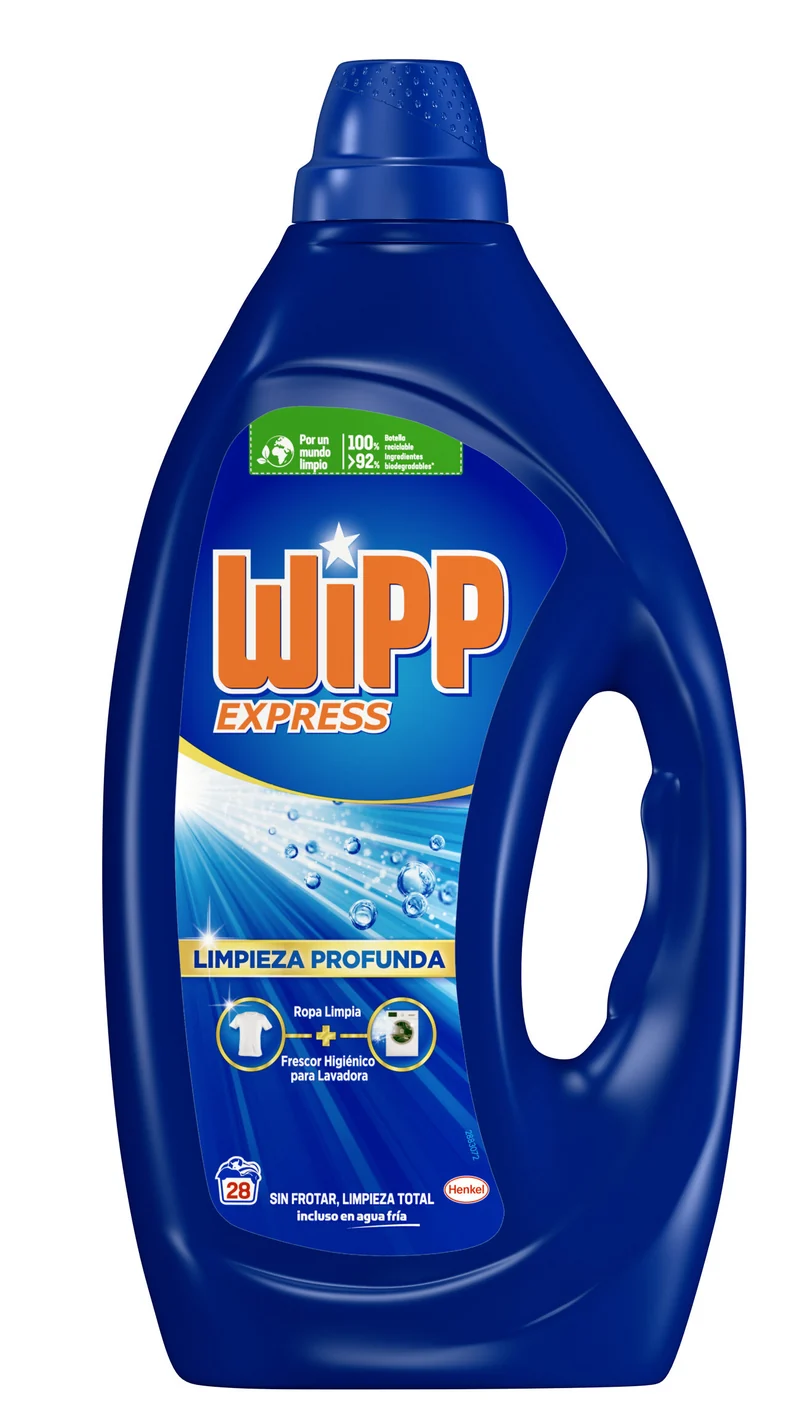 Detergente líquido gel azul Wipp express 28d