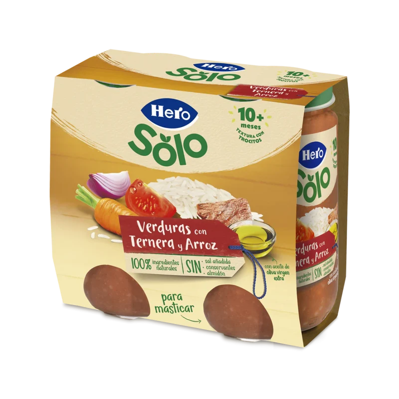 Hero Solo Verduras con Ternera y Arroz 2x235g