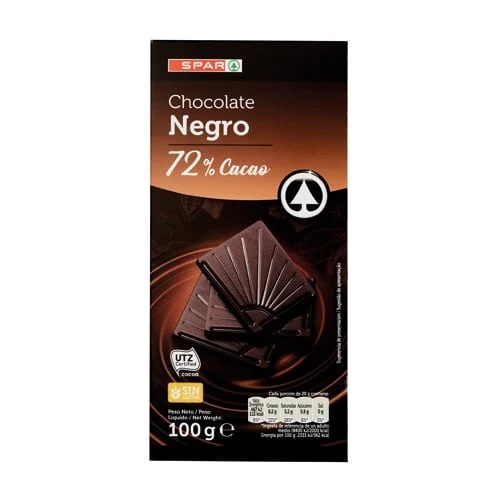 Chocolate Negro 72% Cacao SPAR 100g