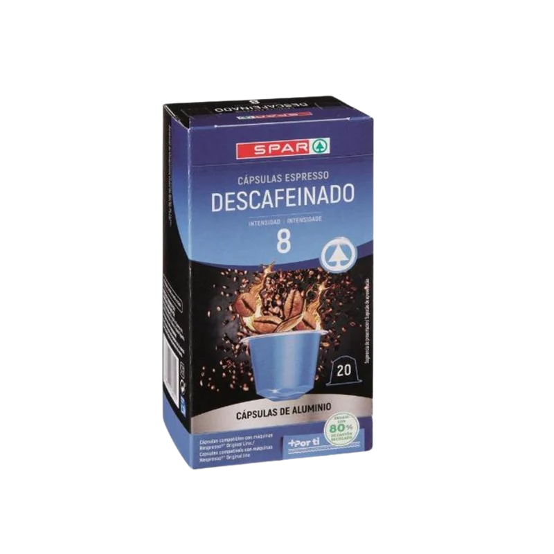 Cápsulas de Café Espresso SPAR Descafeinado 20u