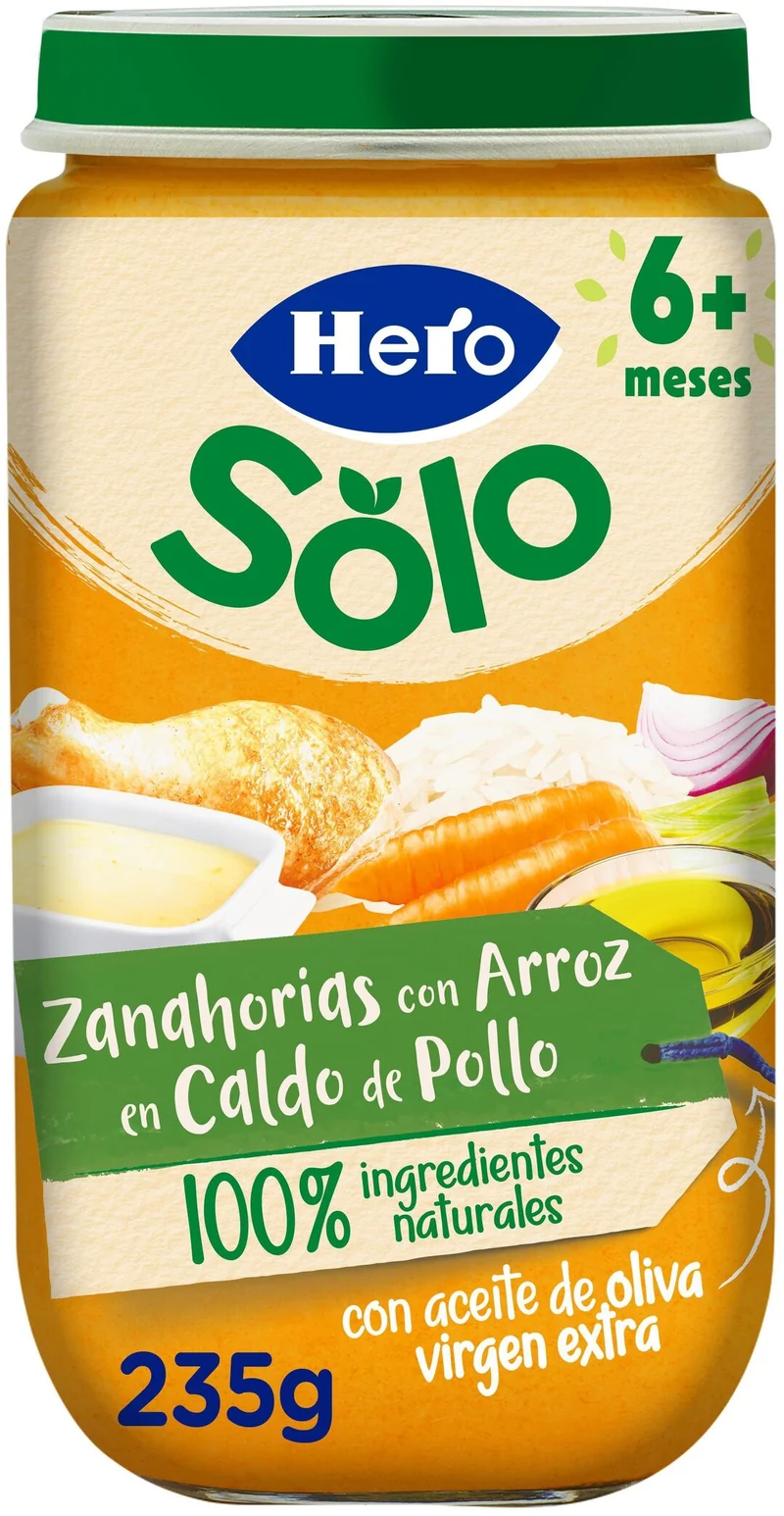 Potito zanahoria arroz caldo ave Hero 235g