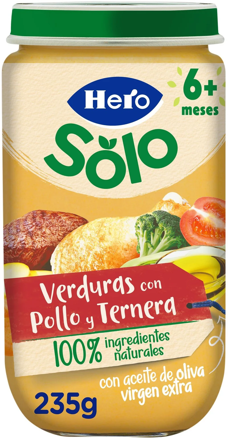 Potito carne pollo/ternera/verdura Hero baby 235g