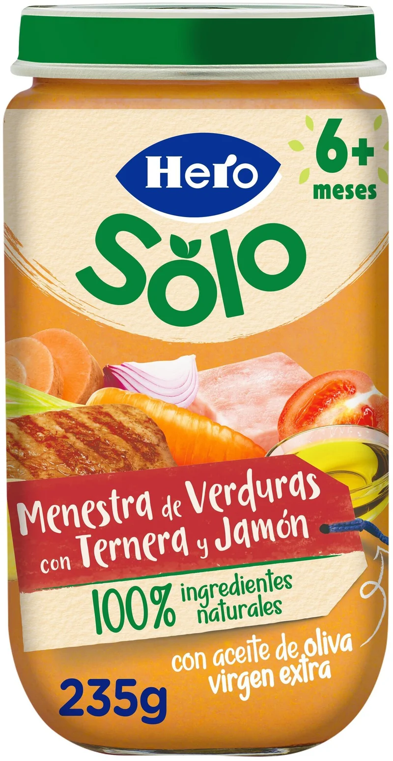 Potito carne jamón/ternera/verdura Hero baby 235g