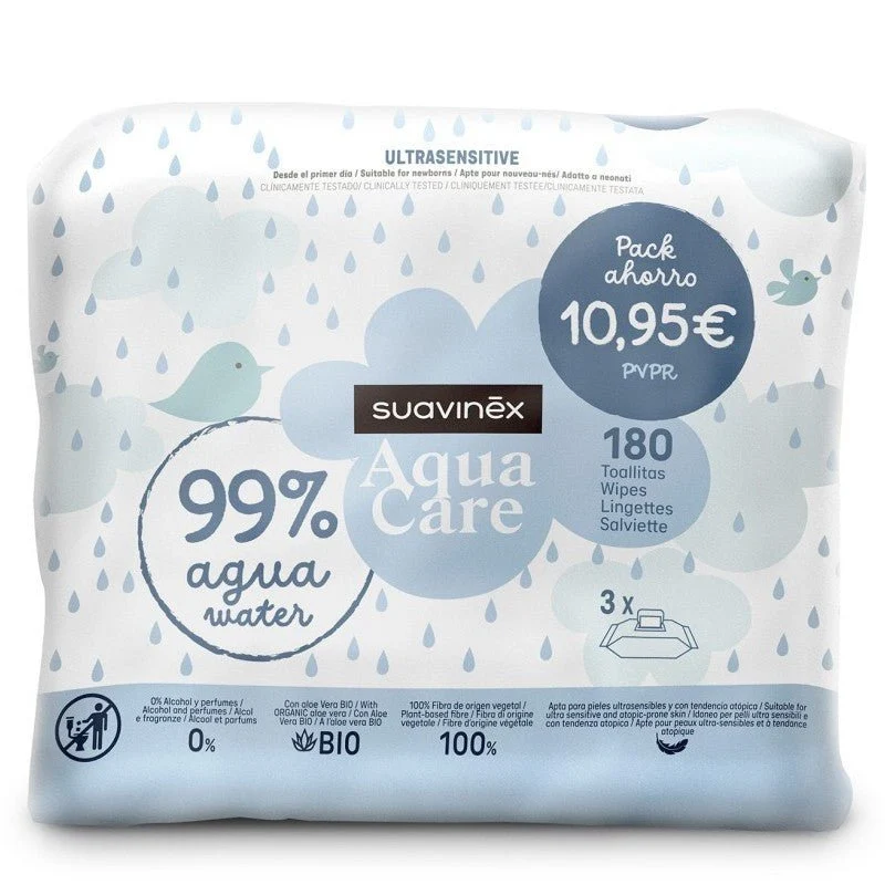 Suavinex Toallitas Aqua Care Pack Ahorro 180 unidades