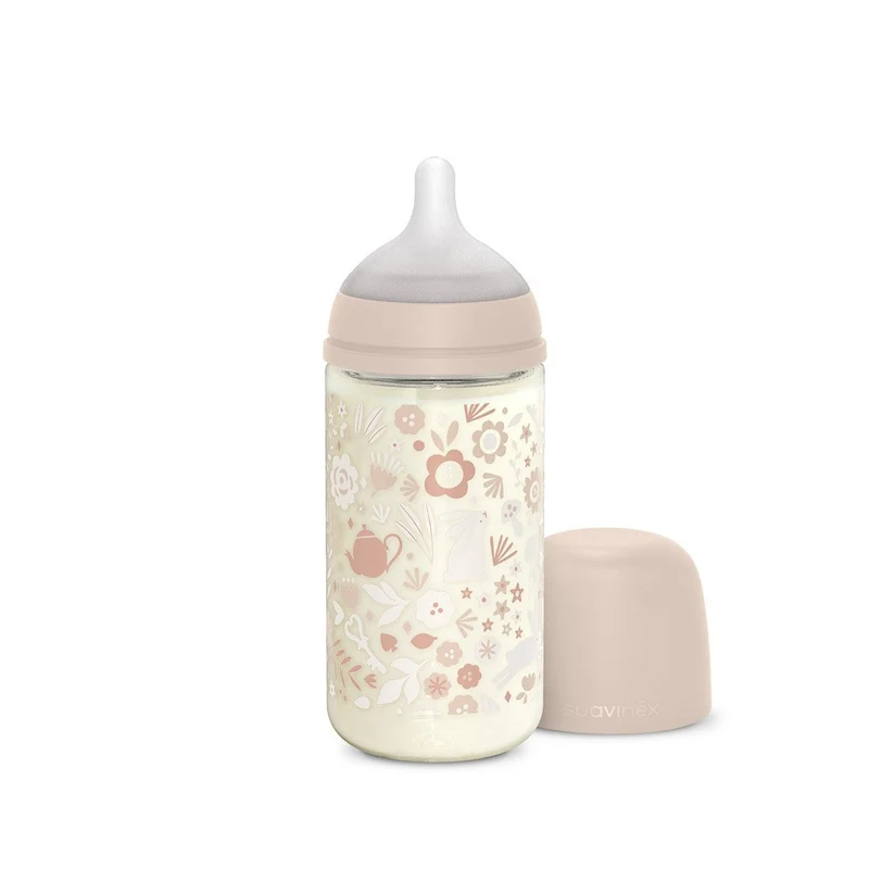 Suavinex Biberón Vidrio Silicona M Wonderland Rosa 240ml