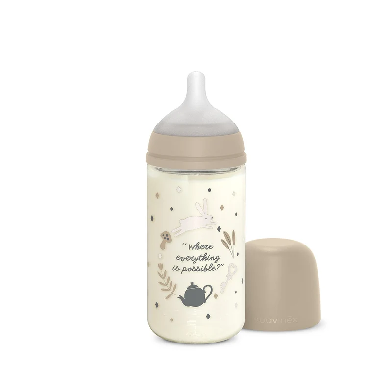 Suavinex Biberón Vidrio Silicona M Wonderland Beige 240ml