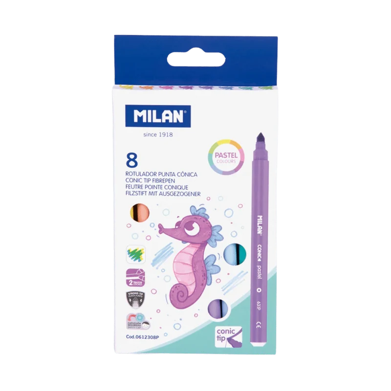 Milan Rotulador Pastel Punta Cónica 8u