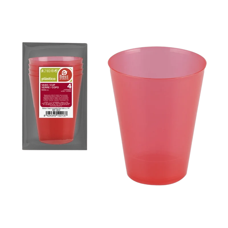 Vaso Color Reutilizable Best 500cc - Rojo
