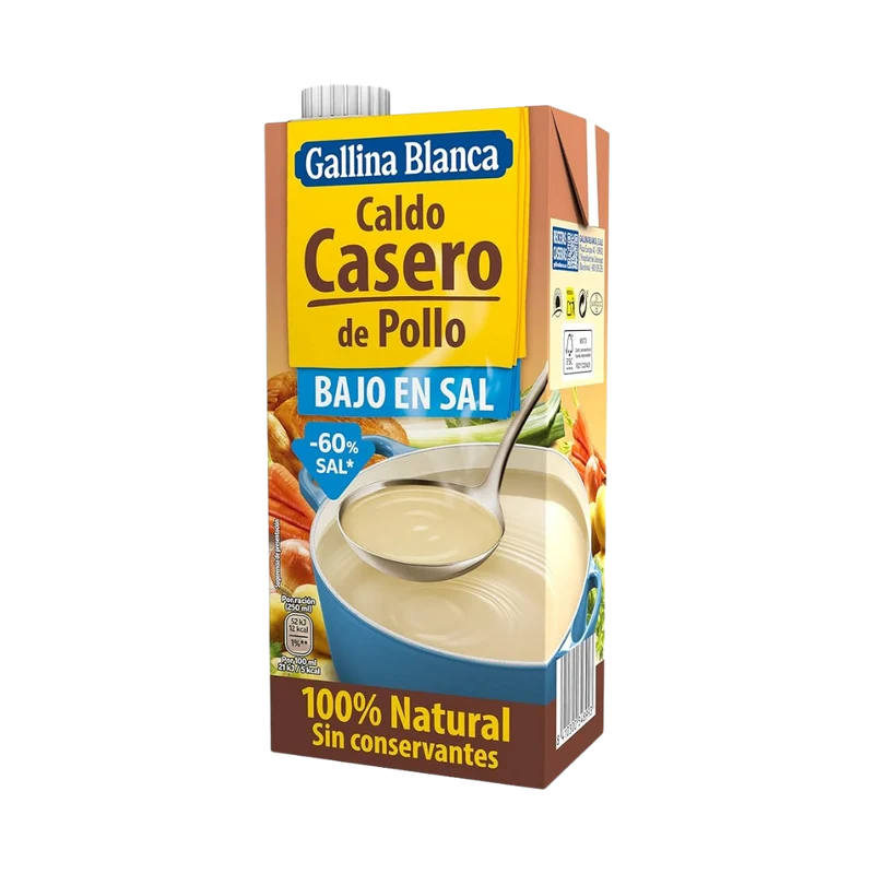 Caldo Casero de Pollo Bajo en Sal Gallina Blanca 1L