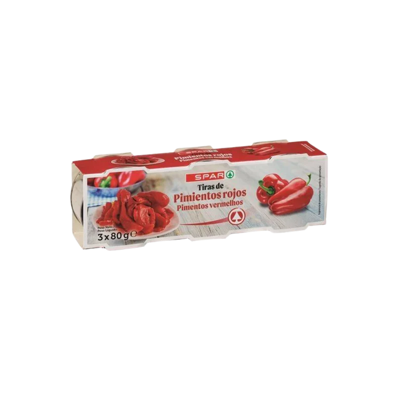 Tiras de Pimientos Rojos SPAR 3x80g