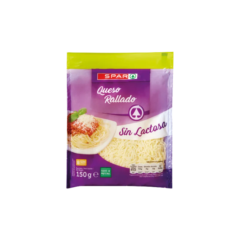 Queso Rallado sin Lactosa SPAR 150g