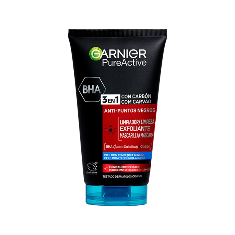 Garnier Gel Limpiador y Exfoliante Facial con Carbón 3 en 1