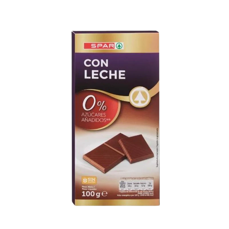 Chocolate con Leche 0% Azúcares Añadidos SPAR 100g