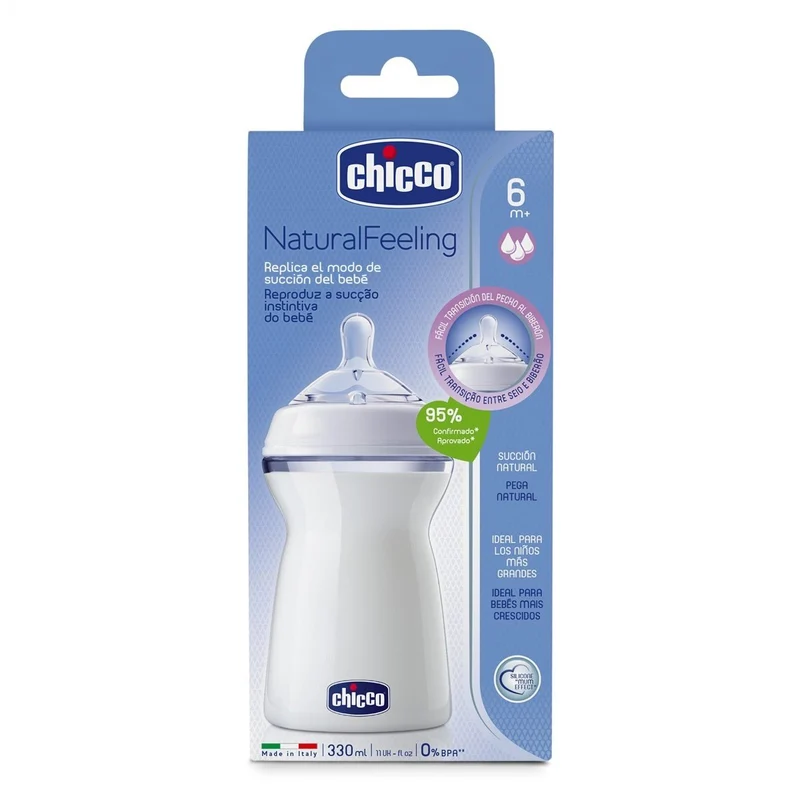 CHICCO Biberón Natural Feeling Flujo Rápido 330ML 6m+