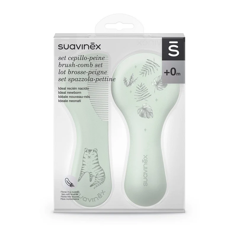 SUAVINEX Set Cepillo y Peine Recién Nacido Verde 0+m