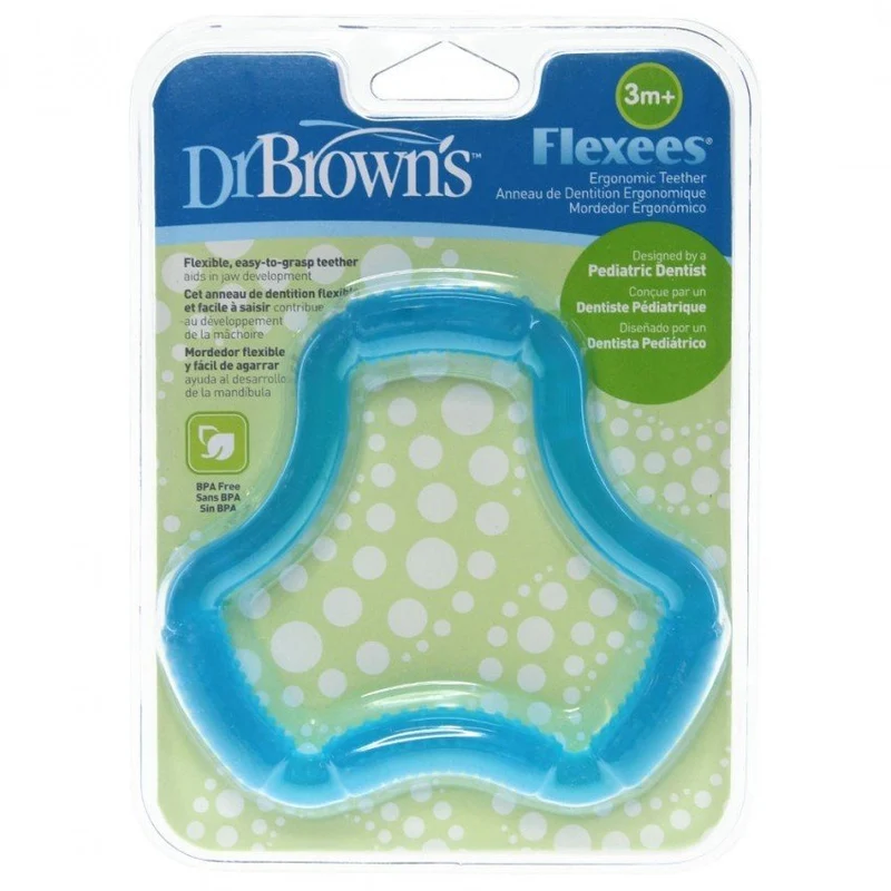 DR. BROWN'S Mordedor Ergonómico Flexees +3M Azul