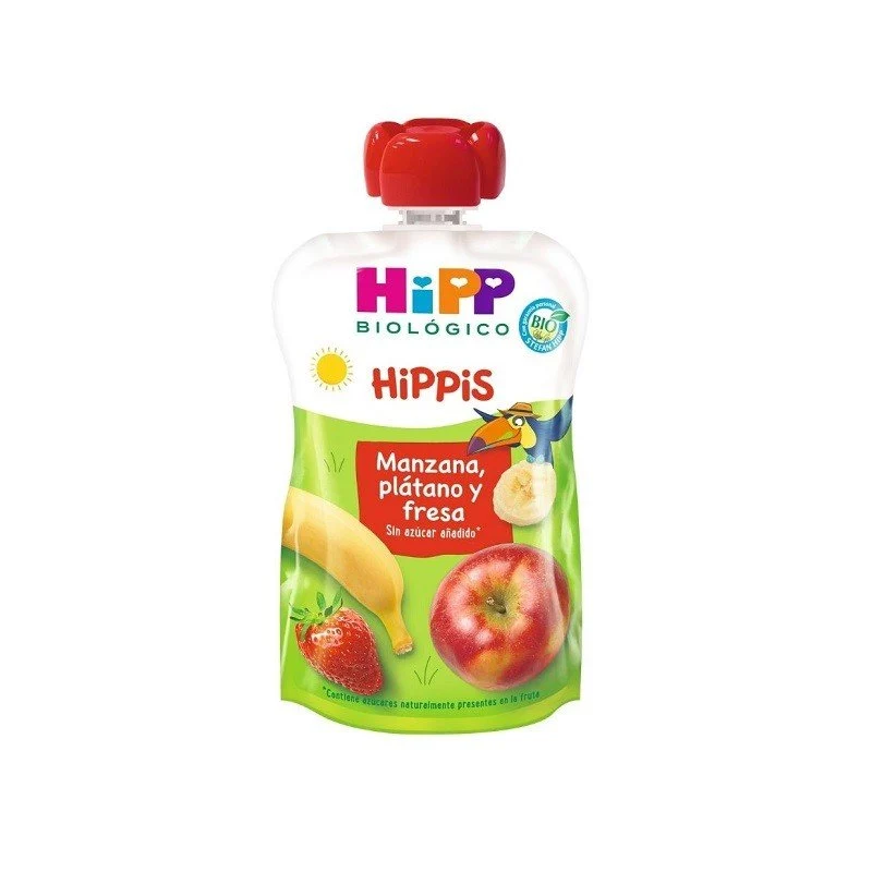 Hipp Biológico Bolsita Hippis Manzana, Plátano y Fresa 100gr