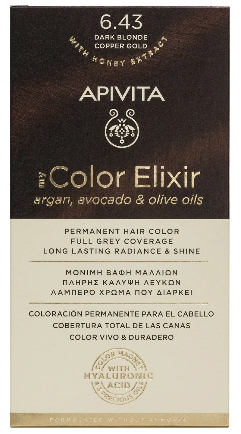 APIVITA Tinte 6.43 Rubio Oscuro Cobrizo Dorado My Color Elixir