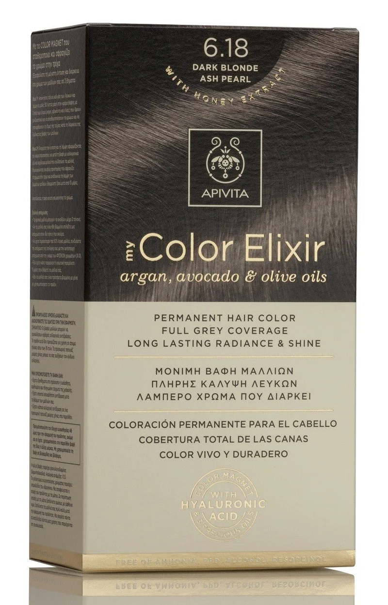 APIVITA Tinte 6.18 Rubio Oscuro Ceniza Perlado My Color Elixir