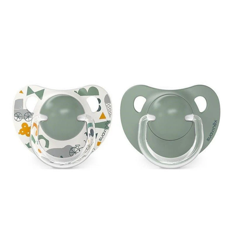 SUAVINEX Chupete Tetina Anatómica Silicona 6-18 Meses x2 (Verde y Blanco)