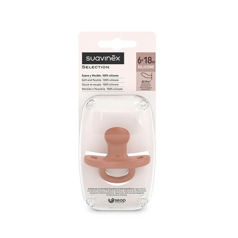 SUAVINEX Chupete Todosilicona SX Pro Anatómica 6-18 Meses (Color Teja)