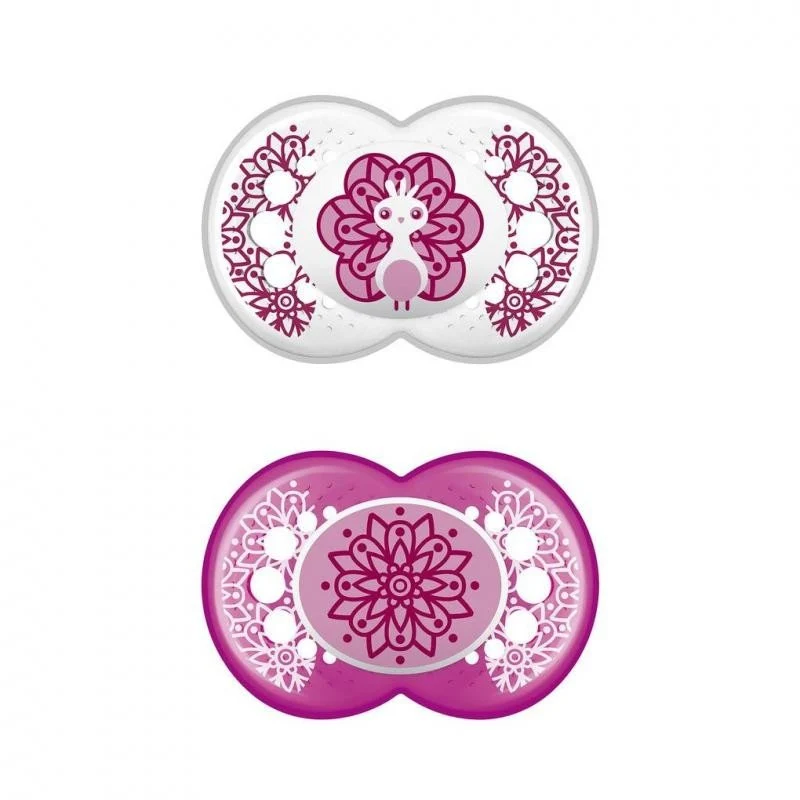 MAM Chupete Original Látex 6+M 2 Unidades (Pavo Real Rosa)