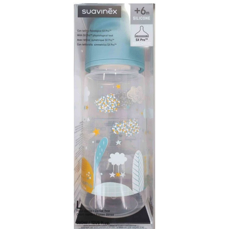 SUAVINEX Biberón 360ml Tetina Fisiológica SX Pro Flujo Denso (L) - Azul