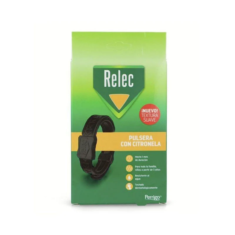 RELEC Pulsera Antimosquitos con Citronela Color Negro
