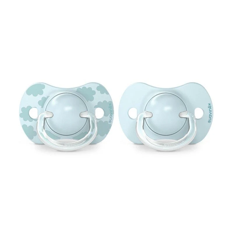 SUAVINEX Chupete SX Pro Tetina Fisiológica Silicona 0-6 Meses 2 Unidades (Nubes Azul)