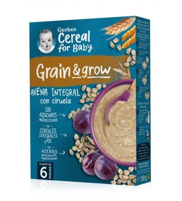 GERBER Papillas Avena Integral con Ciruela +6 Meses 250g