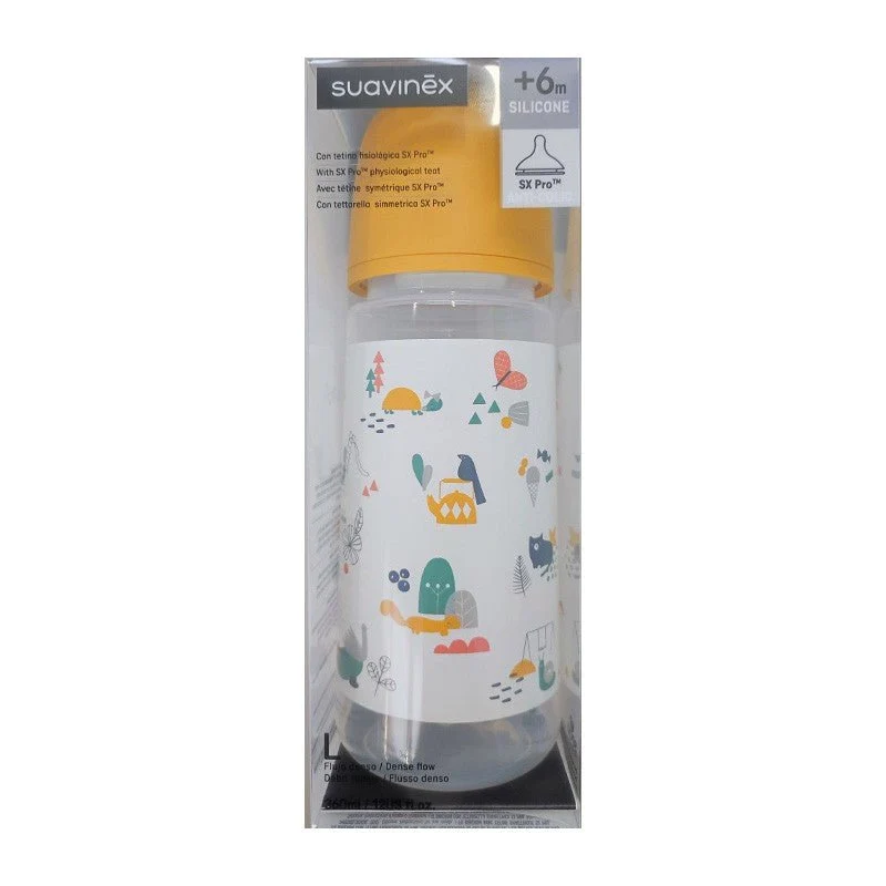 SUAVINEX Biberón 360ml Tetina Fisiológica SX Pro Flujo Denso (L) - Amarillo