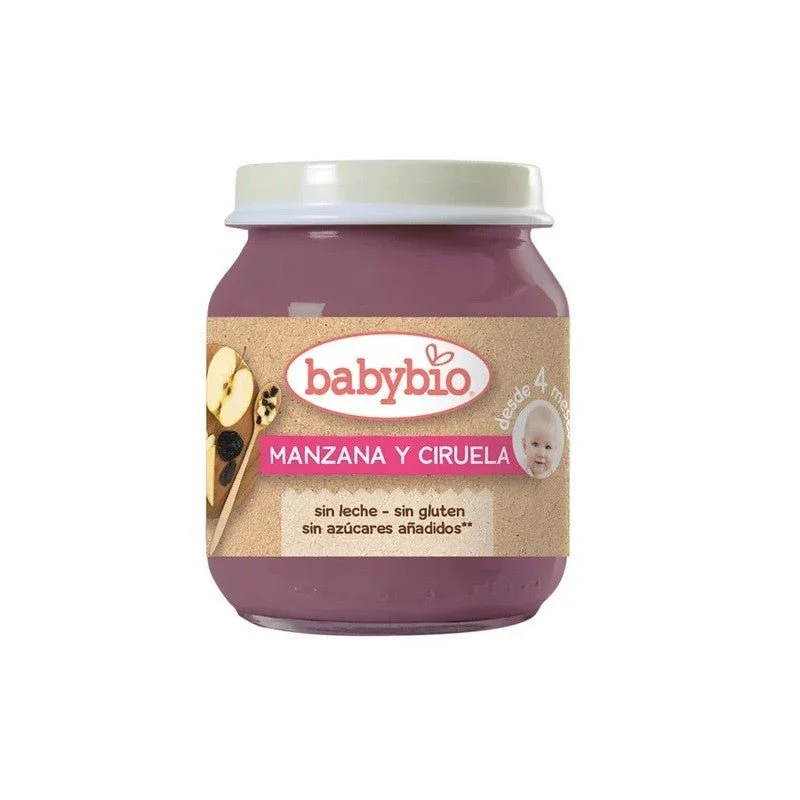 BABYBIO Tarrito de Fruta BIO Manzana y Ciruela +4m 130g
