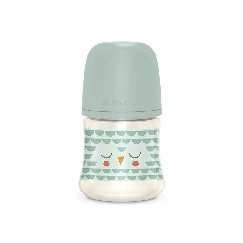 SUAVINEX Biberón Premium Bonhomía +0m Silicona SX Pro Fisiológica 150ml (Búho Verde)
