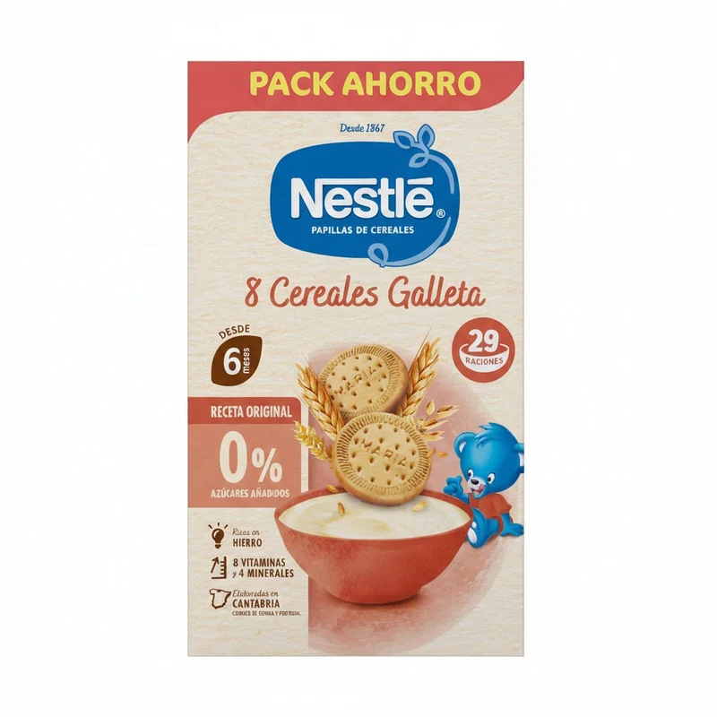 NESTLÉ Papilla 8 Cereales con Galleta María +6 meses 725 g