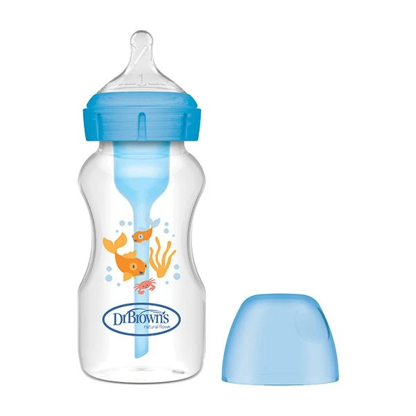 Dr. BROWN'S Biberón Anticólico Boca Ancha Options+ Azul +0 meses 270ml