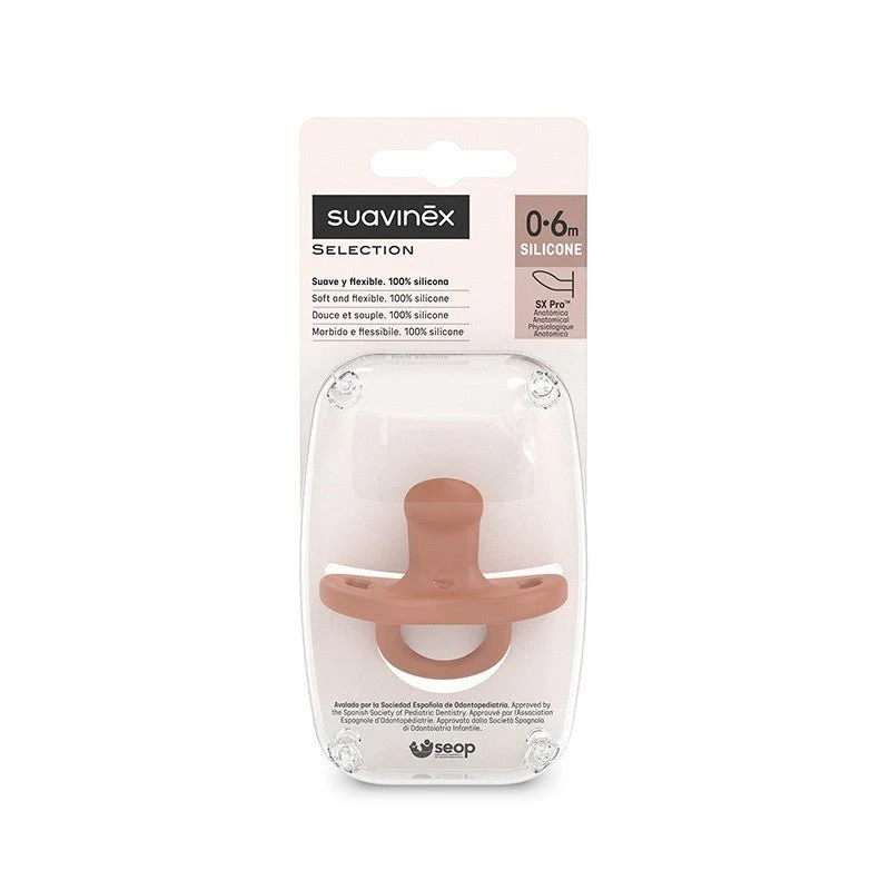 SUAVINEX Chupete Todosilicona SX Pro Anatómica 0-6 Meses (Color Teja)