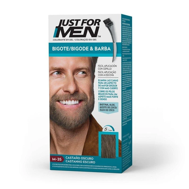 JUST FOR MEN Bigote y Barba Color Castaño Oscuro M-35 (15ml)