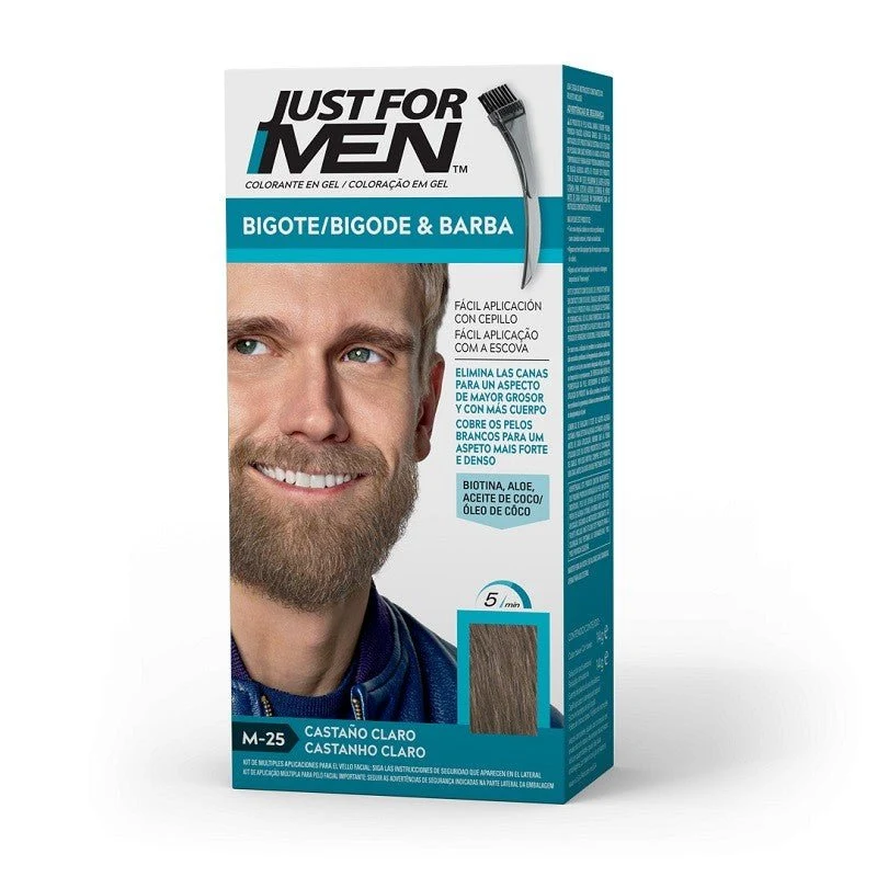 JUST FOR MEN Bigote y Barba Color Castaño Claro M-25 (15ml)