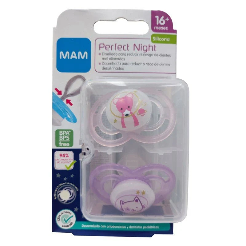 MAM Chupete Perfect Night Silicona + 16 meses Rosa