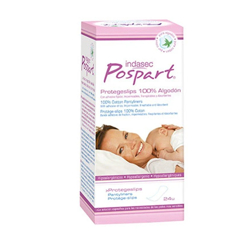 INDASEC POSPART Protegeslips 100% Algodón Tocológicos 24 uds
