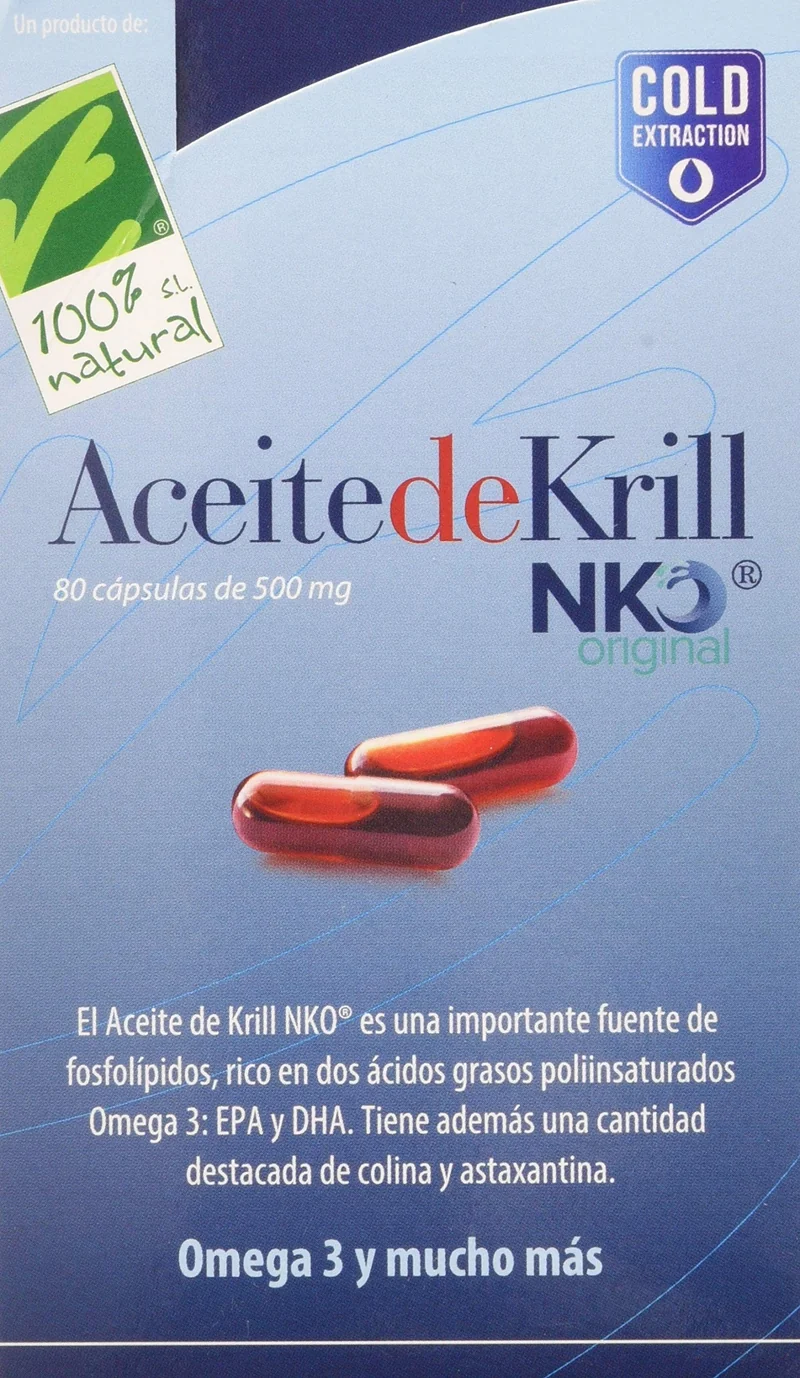 100% Natural Aceite De Krill Nko 80 Cápsulas de 500 mg